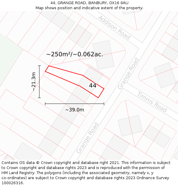 44, GRANGE ROAD, BANBURY, OX16 9AU: Plot and title map