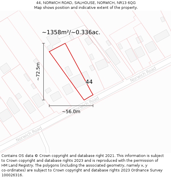 44, NORWICH ROAD, SALHOUSE, NORWICH, NR13 6QG: Plot and title map