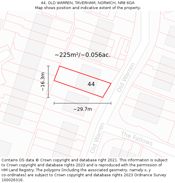 44, OLD WARREN, TAVERHAM, NORWICH, NR8 6GA: Plot and title map