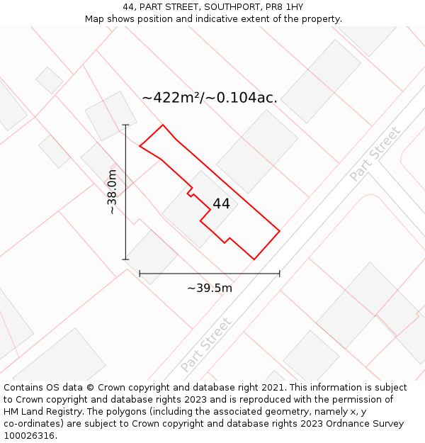 44, PART STREET, SOUTHPORT, PR8 1HY: Plot and title map