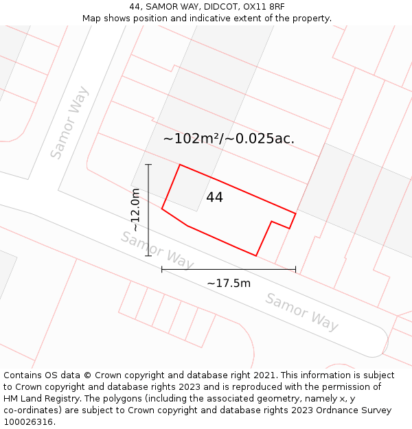 44, SAMOR WAY, DIDCOT, OX11 8RF: Plot and title map