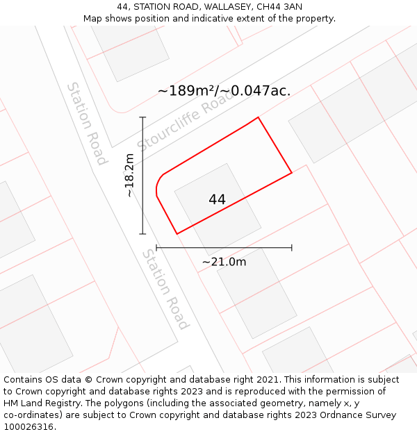 44, STATION ROAD, WALLASEY, CH44 3AN: Plot and title map