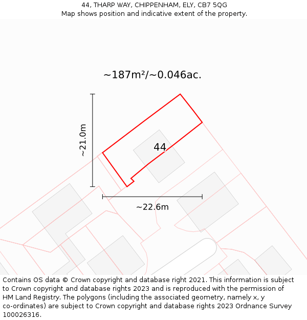 44, THARP WAY, CHIPPENHAM, ELY, CB7 5QG: Plot and title map