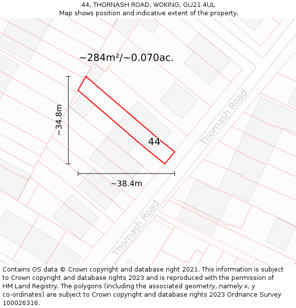 44, THORNASH ROAD, WOKING, GU21 4UL: Plot and title map