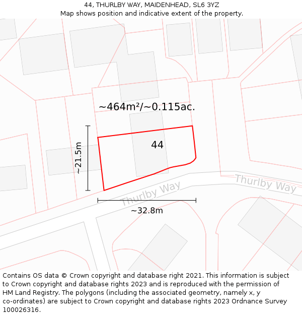 44, THURLBY WAY, MAIDENHEAD, SL6 3YZ: Plot and title map