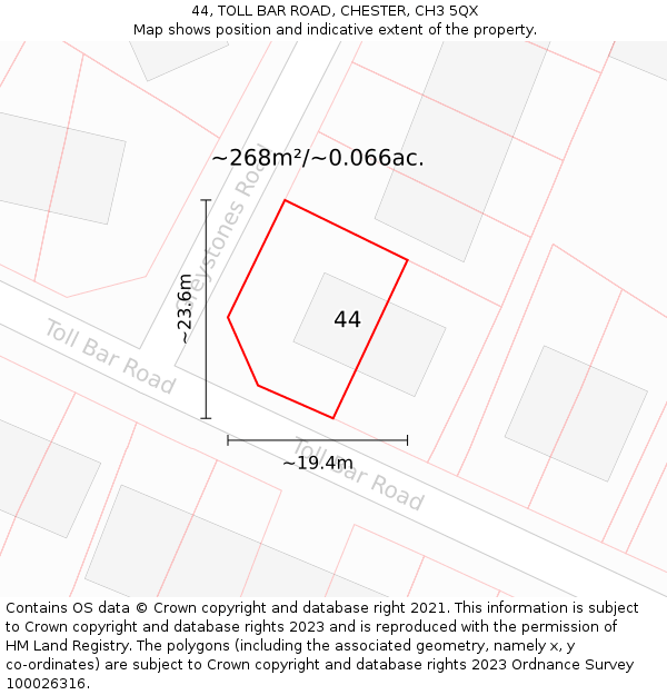 44, TOLL BAR ROAD, CHESTER, CH3 5QX: Plot and title map