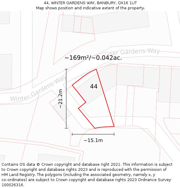 44, WINTER GARDENS WAY, BANBURY, OX16 1UT: Plot and title map