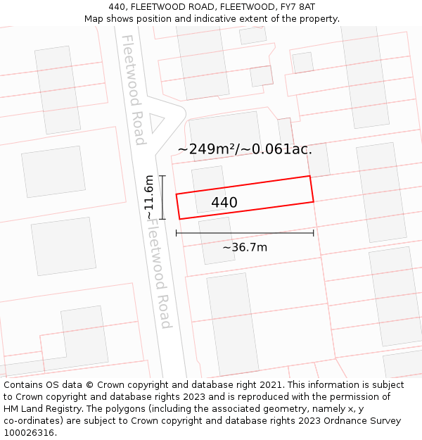 440, FLEETWOOD ROAD, FLEETWOOD, FY7 8AT: Plot and title map