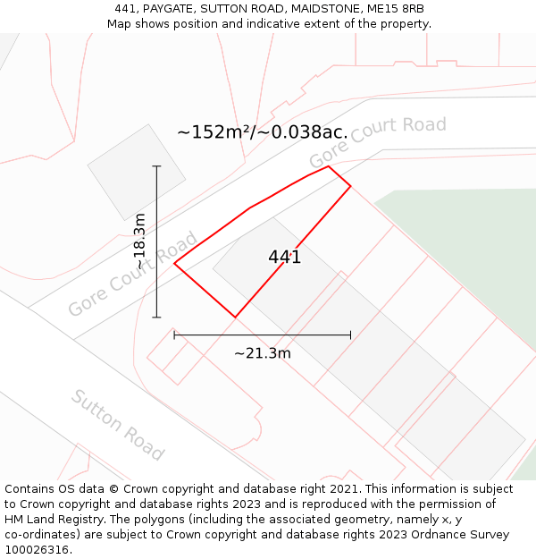 441, PAYGATE, SUTTON ROAD, MAIDSTONE, ME15 8RB: Plot and title map