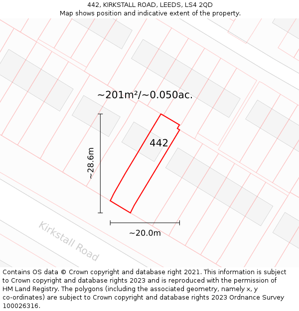 442, KIRKSTALL ROAD, LEEDS, LS4 2QD: Plot and title map