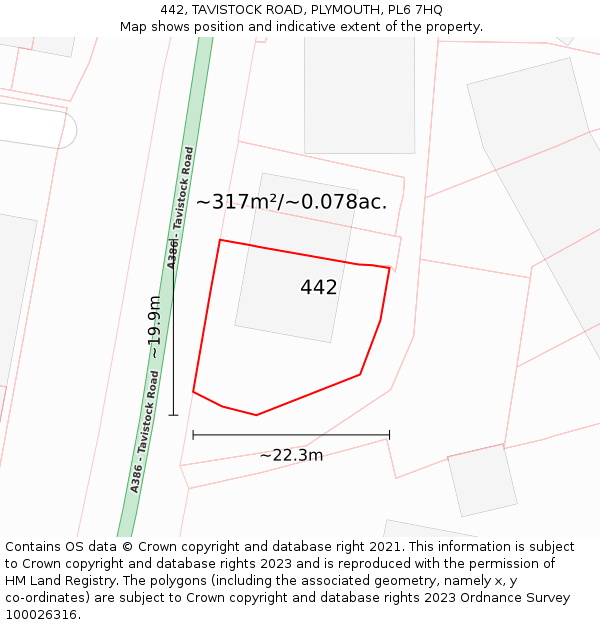 442, TAVISTOCK ROAD, PLYMOUTH, PL6 7HQ: Plot and title map