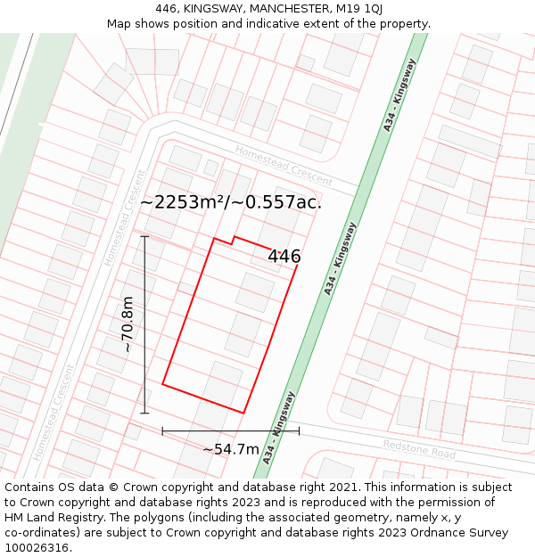 446, KINGSWAY, MANCHESTER, M19 1QJ: Plot and title map