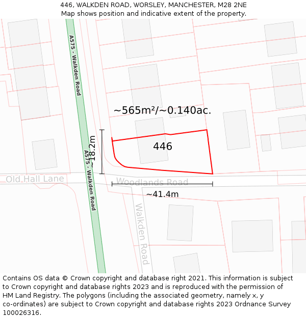 446, WALKDEN ROAD, WORSLEY, MANCHESTER, M28 2NE: Plot and title map