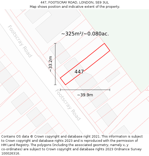 447, FOOTSCRAY ROAD, LONDON, SE9 3UL: Plot and title map