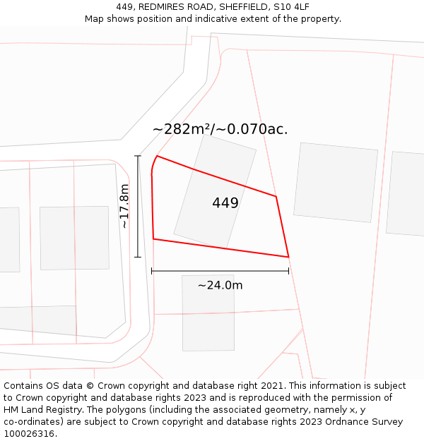 449, REDMIRES ROAD, SHEFFIELD, S10 4LF: Plot and title map