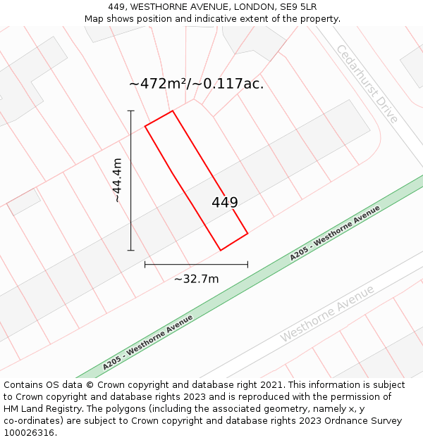 449, WESTHORNE AVENUE, LONDON, SE9 5LR: Plot and title map