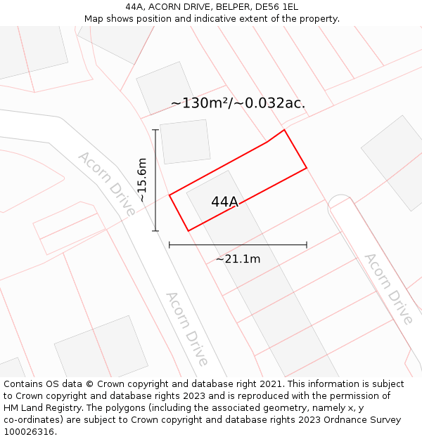 44A, ACORN DRIVE, BELPER, DE56 1EL: Plot and title map