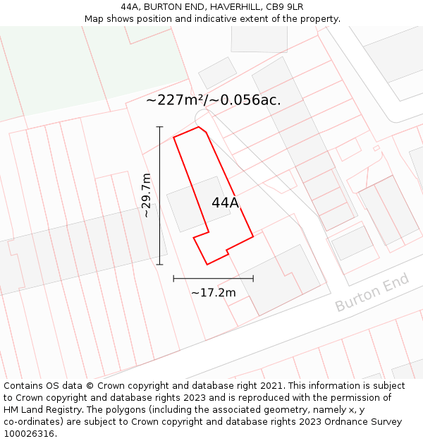 44A, BURTON END, HAVERHILL, CB9 9LR: Plot and title map