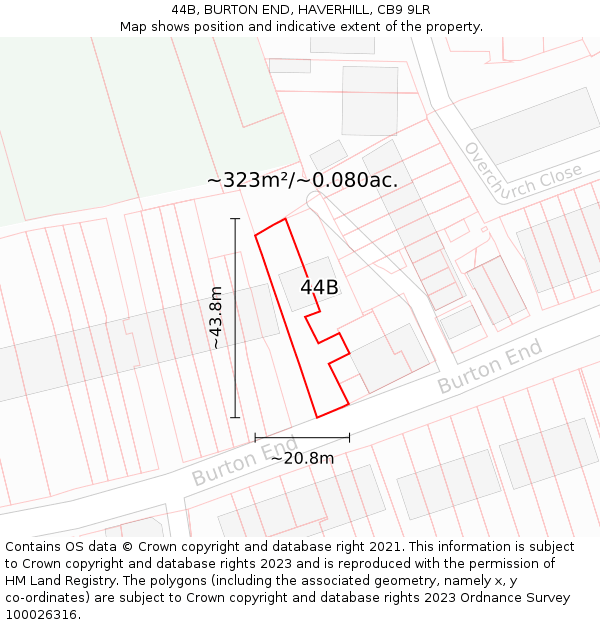 44B, BURTON END, HAVERHILL, CB9 9LR: Plot and title map