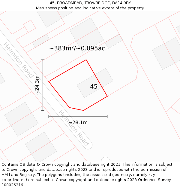 45, BROADMEAD, TROWBRIDGE, BA14 9BY: Plot and title map