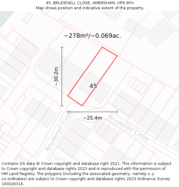 45, BRUDENELL CLOSE, AMERSHAM, HP6 6FH: Plot and title map