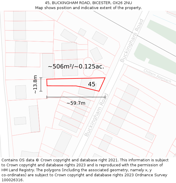 45, BUCKINGHAM ROAD, BICESTER, OX26 2NU: Plot and title map