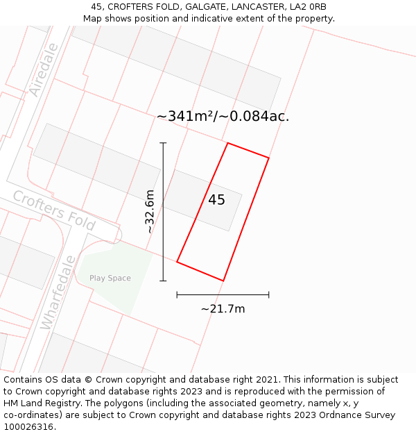 45, CROFTERS FOLD, GALGATE, LANCASTER, LA2 0RB: Plot and title map