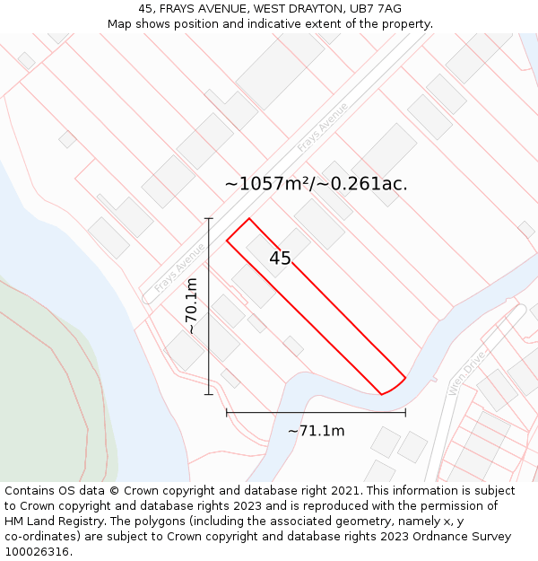 45, FRAYS AVENUE, WEST DRAYTON, UB7 7AG: Plot and title map