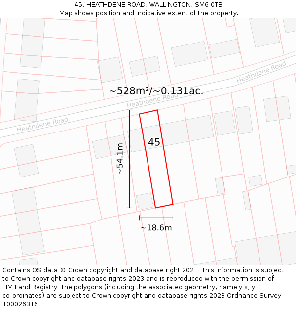 45, HEATHDENE ROAD, WALLINGTON, SM6 0TB: Plot and title map