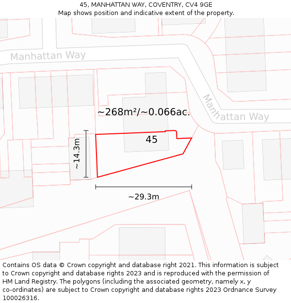 45, MANHATTAN WAY, COVENTRY, CV4 9GE: Plot and title map