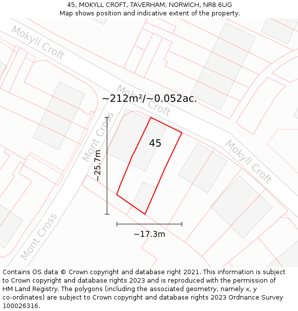 45, MOKYLL CROFT, TAVERHAM, NORWICH, NR8 6UG: Plot and title map