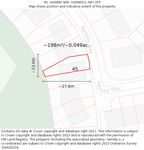 45, NASEBY WAY, NORWICH, NR7 0TP: Plot and title map