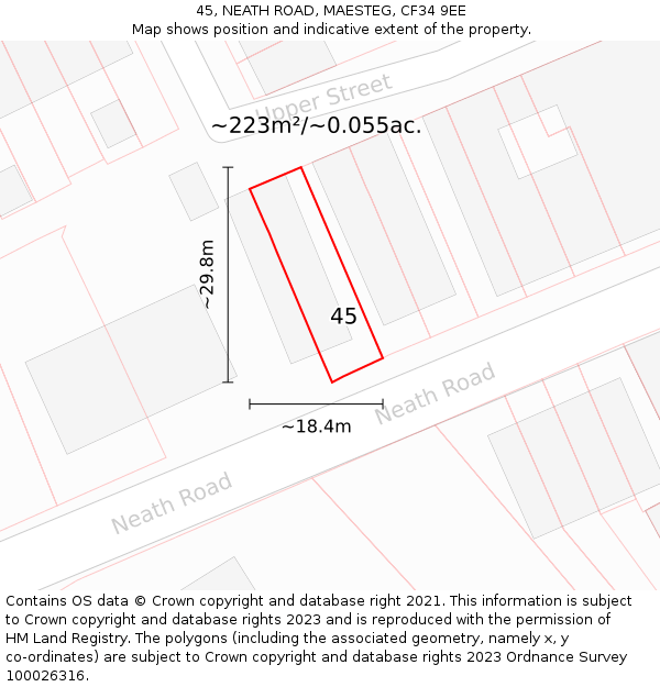 45, NEATH ROAD, MAESTEG, CF34 9EE: Plot and title map