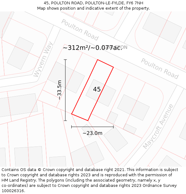 45, POULTON ROAD, POULTON-LE-FYLDE, FY6 7NH: Plot and title map