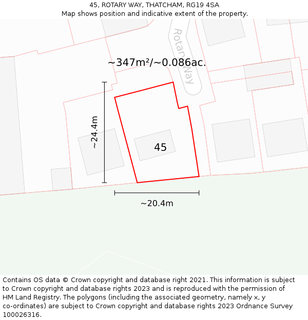 45, ROTARY WAY, THATCHAM, RG19 4SA: Plot and title map