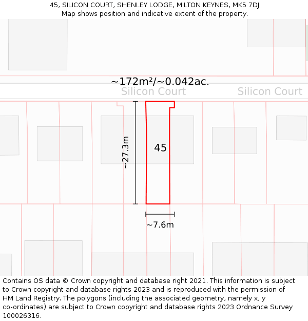 45, SILICON COURT, SHENLEY LODGE, MILTON KEYNES, MK5 7DJ: Plot and title map