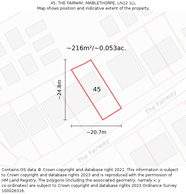 45, THE FAIRWAY, MABLETHORPE, LN12 1LL: Plot and title map