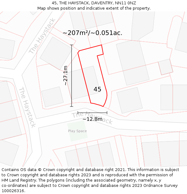 45, THE HAYSTACK, DAVENTRY, NN11 0NZ: Plot and title map