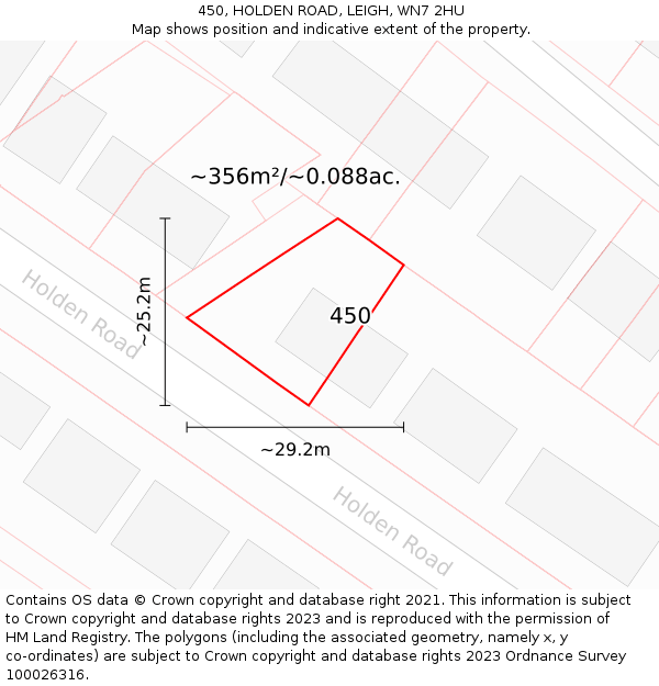 450, HOLDEN ROAD, LEIGH, WN7 2HU: Plot and title map