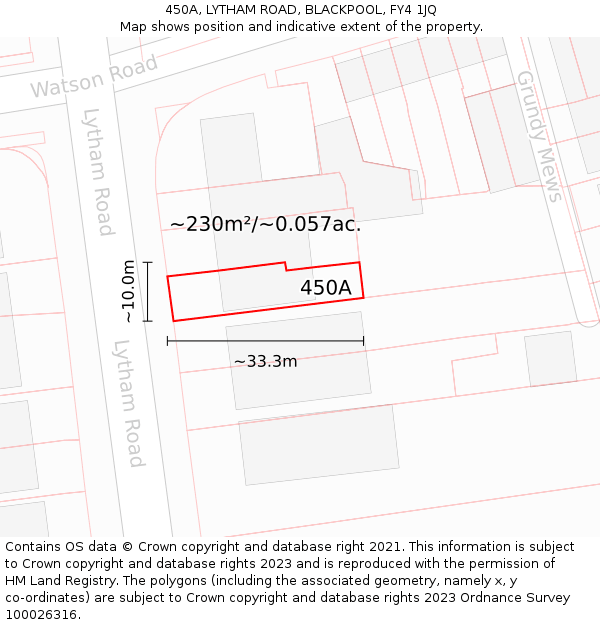 450A, LYTHAM ROAD, BLACKPOOL, FY4 1JQ: Plot and title map