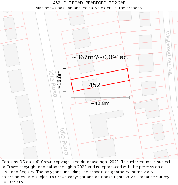 452, IDLE ROAD, BRADFORD, BD2 2AR: Plot and title map