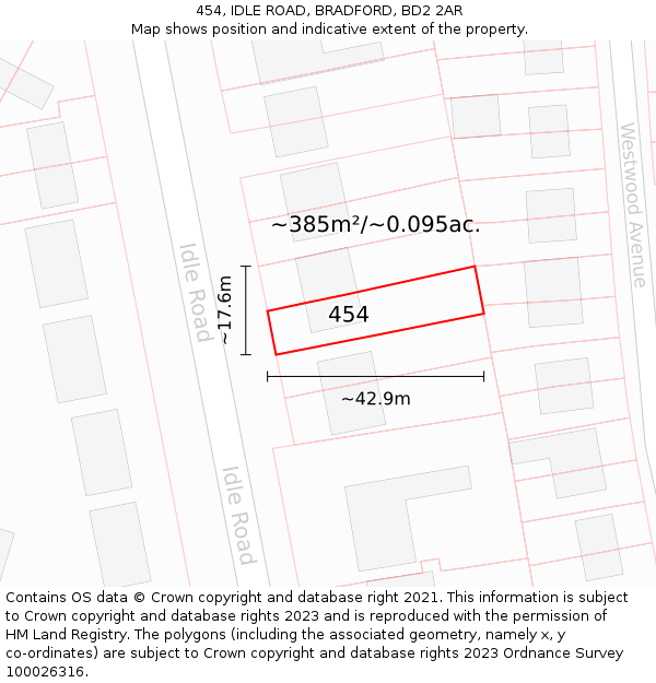 454, IDLE ROAD, BRADFORD, BD2 2AR: Plot and title map