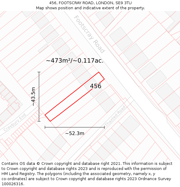 456, FOOTSCRAY ROAD, LONDON, SE9 3TU: Plot and title map