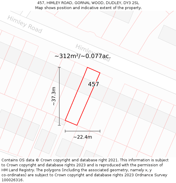 457, HIMLEY ROAD, GORNAL WOOD, DUDLEY, DY3 2SL: Plot and title map