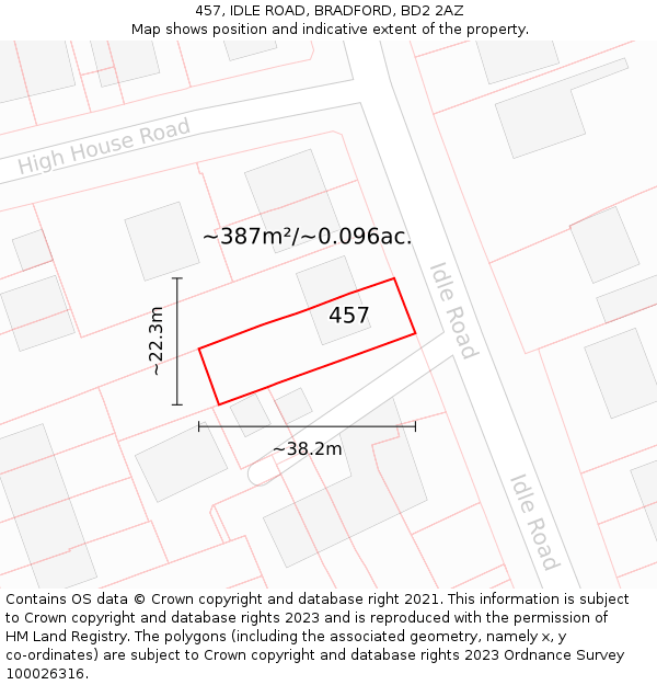 457, IDLE ROAD, BRADFORD, BD2 2AZ: Plot and title map