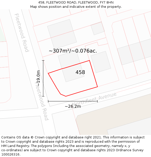 458, FLEETWOOD ROAD, FLEETWOOD, FY7 8HN: Plot and title map