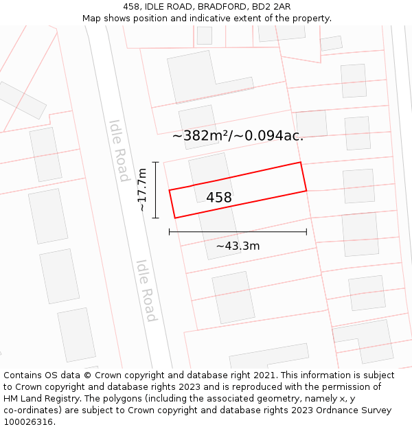 458, IDLE ROAD, BRADFORD, BD2 2AR: Plot and title map