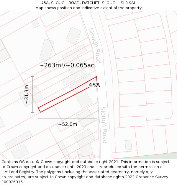 45A, SLOUGH ROAD, DATCHET, SLOUGH, SL3 9AL: Plot and title map