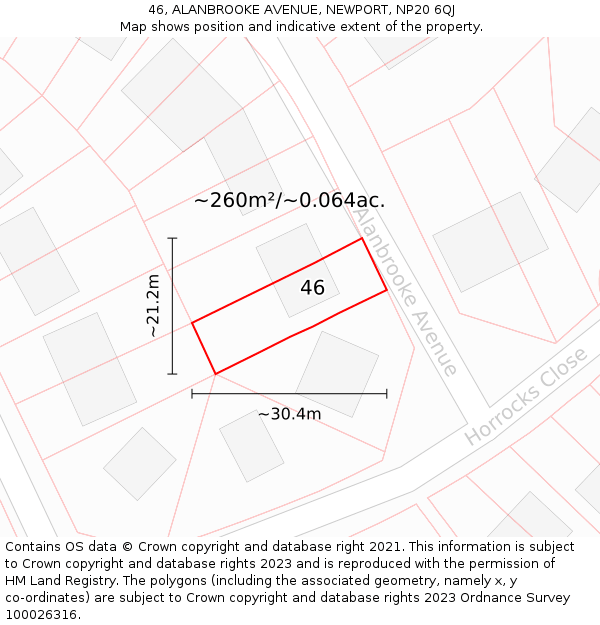 46, ALANBROOKE AVENUE, NEWPORT, NP20 6QJ: Plot and title map
