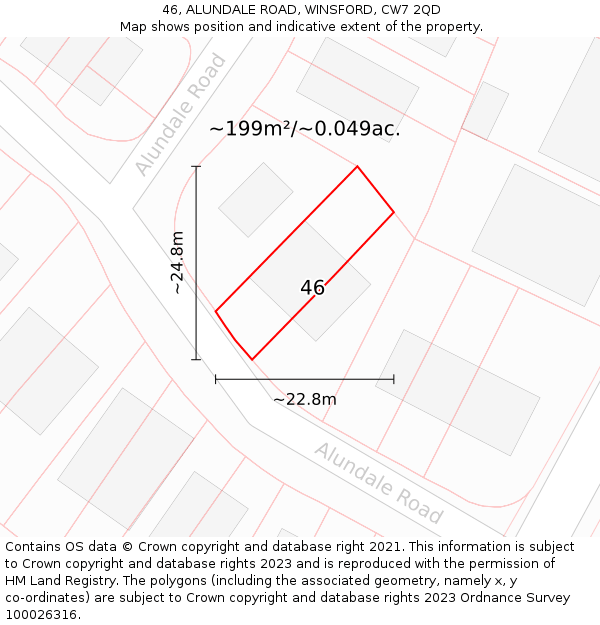 46, ALUNDALE ROAD, WINSFORD, CW7 2QD: Plot and title map